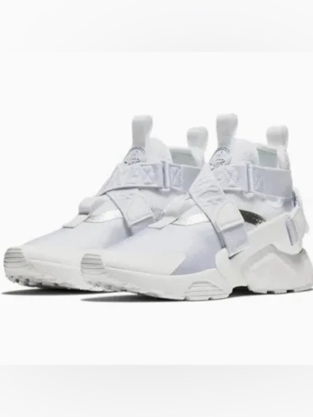Nike Kids All-White Strap Runner Sneakers